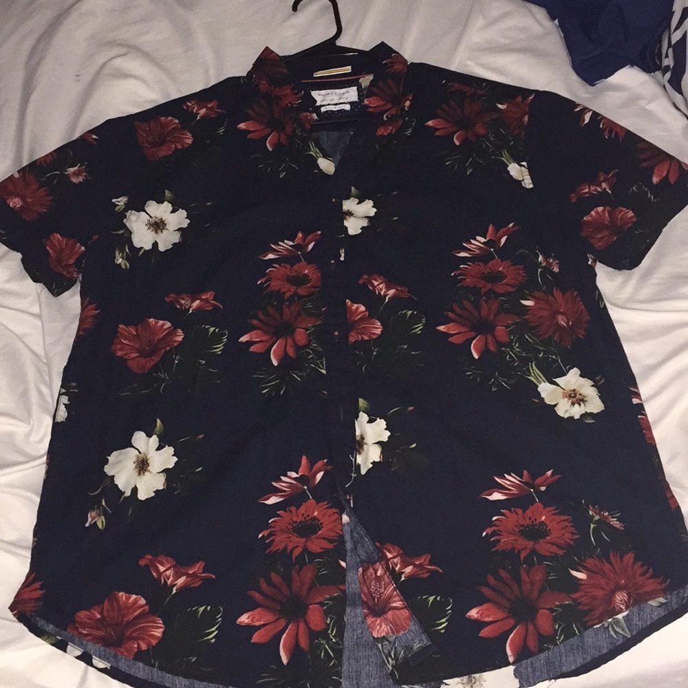 Denim & Flower Button down T-shirt